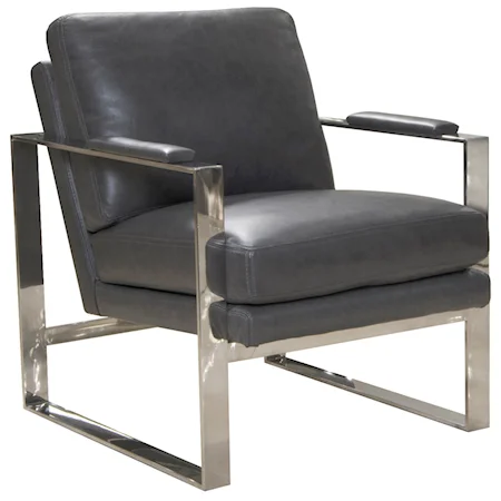 Contemporary Metal Chair with Padded Arms
